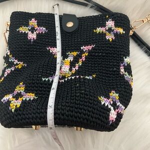 Handmade Black and Multicolor Designer Crochet Bag